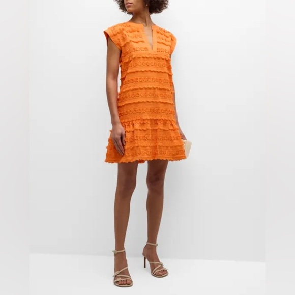 Marie Oliver Herra Fringe Embroidered Mini Dress Orange - XS - Picture 1 of 10